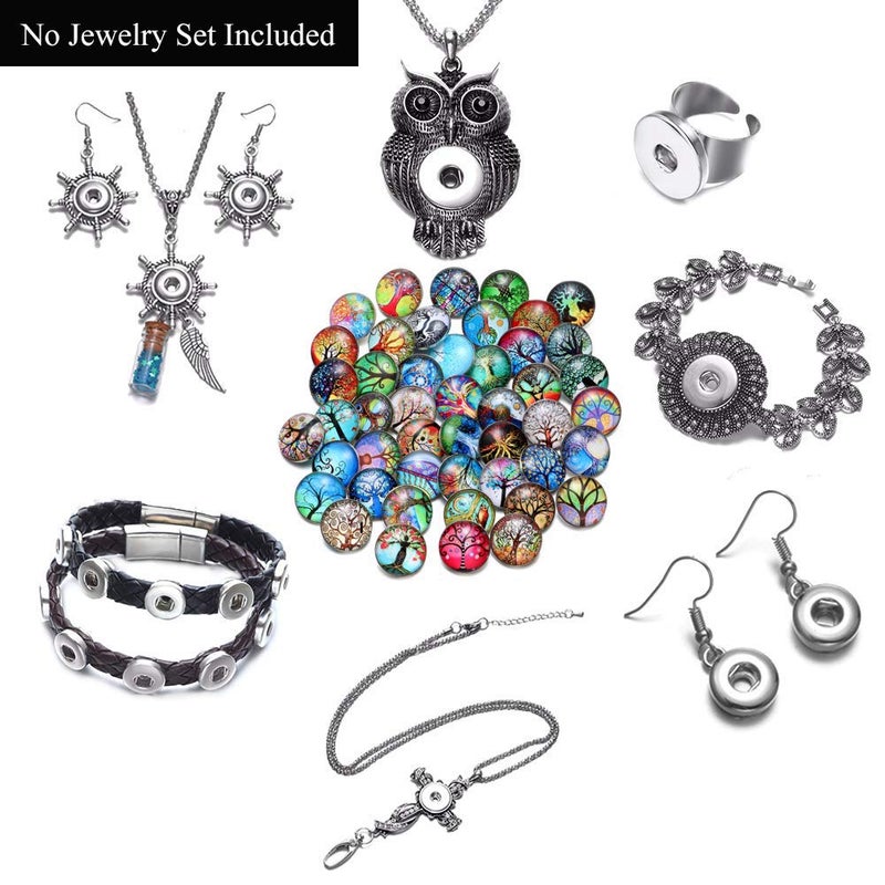 Coeufuedy 50 PCS Snap Jewelry Charms 18mm Interchangeable Jewelry Snap Charms,Snap Charms for Snap Jewelry Bracelet,Glass Snap Buttons Jewelry â€¦ - Image 4